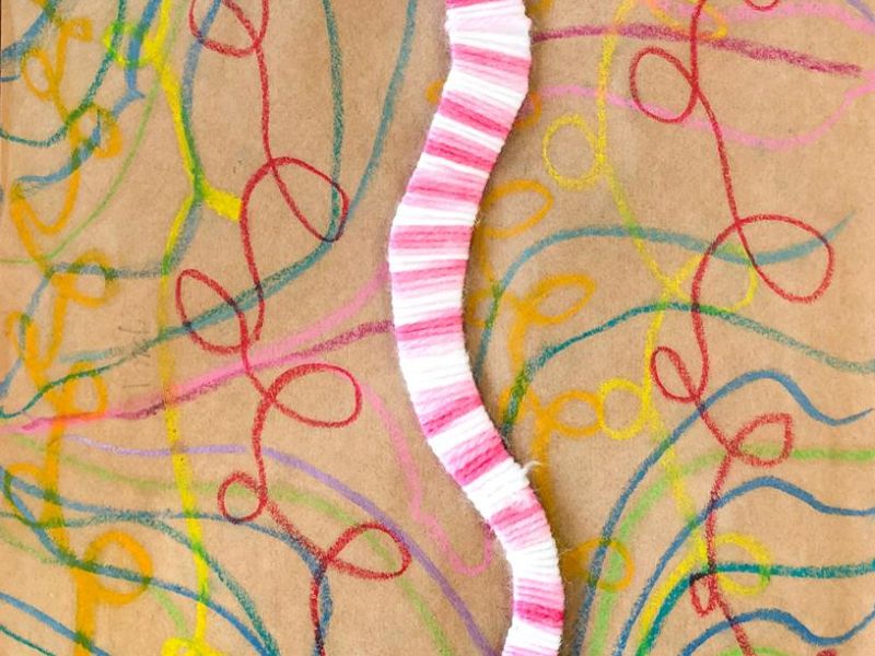 Indi Rodda St Joseph's Numurkah Year 4      Snake in Colourful Land     Cardboard, Oil Pastel, Wool