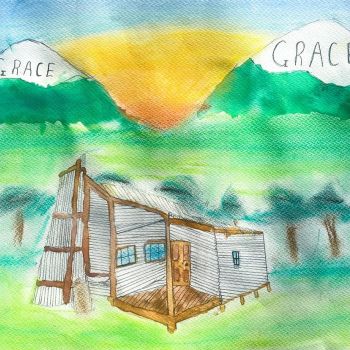 Declan Faithfull Sacred Heart Corryong Year 6      Faithfull's Hut     Chalk Pastel, Greylead, Watercolour
