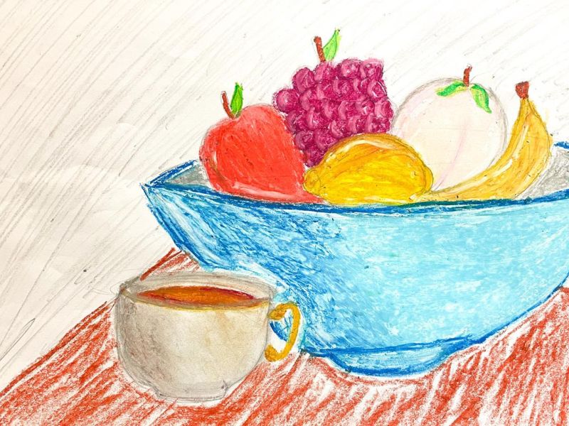 Mikayla Ho Sacred Heart Yarrawonga Year 6      Still Life with a Cup of Tea     Oil Pastel