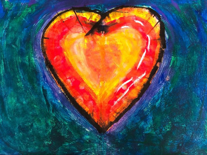 Taylah Duggan St Joseph's Numurkah Year 6      Warm Heart     Oil Pastel, Paint