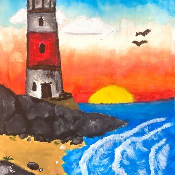 Lionel Animay St Anne's College Kialla Year 7      The Lighthouse     Acrylic, Canvas Board      I am inspired by the beautiful things around us. My painting is inspired by the beautiful things inside our world. In my art, I enjoy capturing the beauty of 