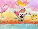 Penelope Heinrich St Augustine's Wodonga Year 3      Love Grows     Fine Liner, Paper, Watercolour      I think the theme means spreading God's love, compassion and kindness. Like a seed, when we plant or share love, it grows. The colours are warm and hap