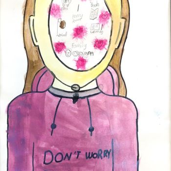 Phoebe Keane St Joseph's Numurkah Year 3      Don't Worry Be Happy!     Fine Liner, Paint      My art reflects the things that are important to me surrounded by hearts that show all the good things we do in our lives. Be happy don't worry.