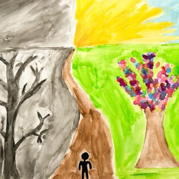 Francesca Bray St Joseph's Kerang Year 6      Your Life, Your Choice     Greylead, Marker, Paper, Watercolour      My artwork is a painting of the choices you have in life. I believe my piece meets the theme because in life you have a choice. You can eith