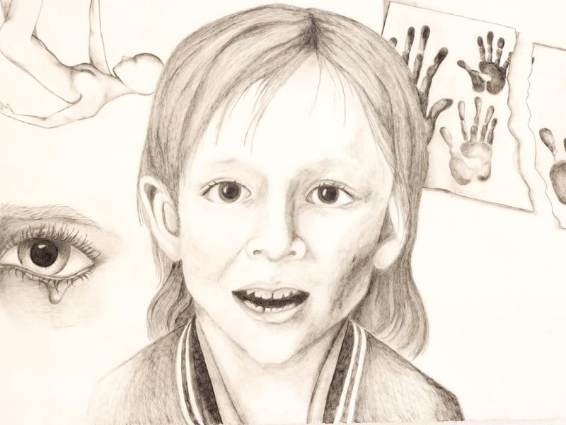 Krystal Lilley FCJ College Benalla Year 11      Stuck     Graphite Pencil, Greylead      Stuck was inspired from the universal idea of Childhood Memories. It depicts how I see my past and what I remember most. As humans we tend to remember bad memories mo