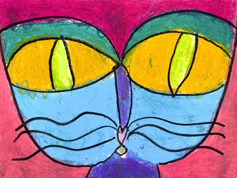 Sammi Hipworth St Joseph's Primary School, Kerang Foundation      Paul Klee Inspired Cat     Marker; Paper; Oil Pastel