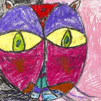 Asha Matthysen St Monica's Wodonga Year 1      Cat and Bird     Oil Pastel