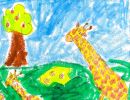Rhianne Quaimco St Monica's Kangaroo Flat Year 2      Mother and Baby Giraffe     Wax Crayon, Slick Sticks