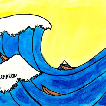 Emaline Murphy St Joseph's Kerang Year 3      Hokusai Inspired Artwork - The Great Wave     Greylead, Marker, Paint